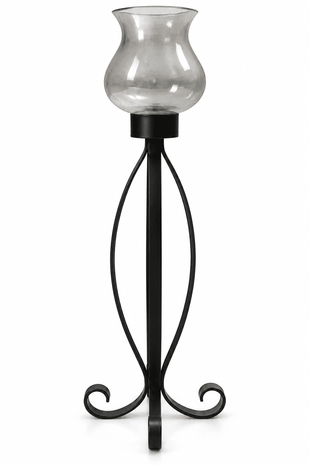 Black Iron Candle Holder Glass Shade