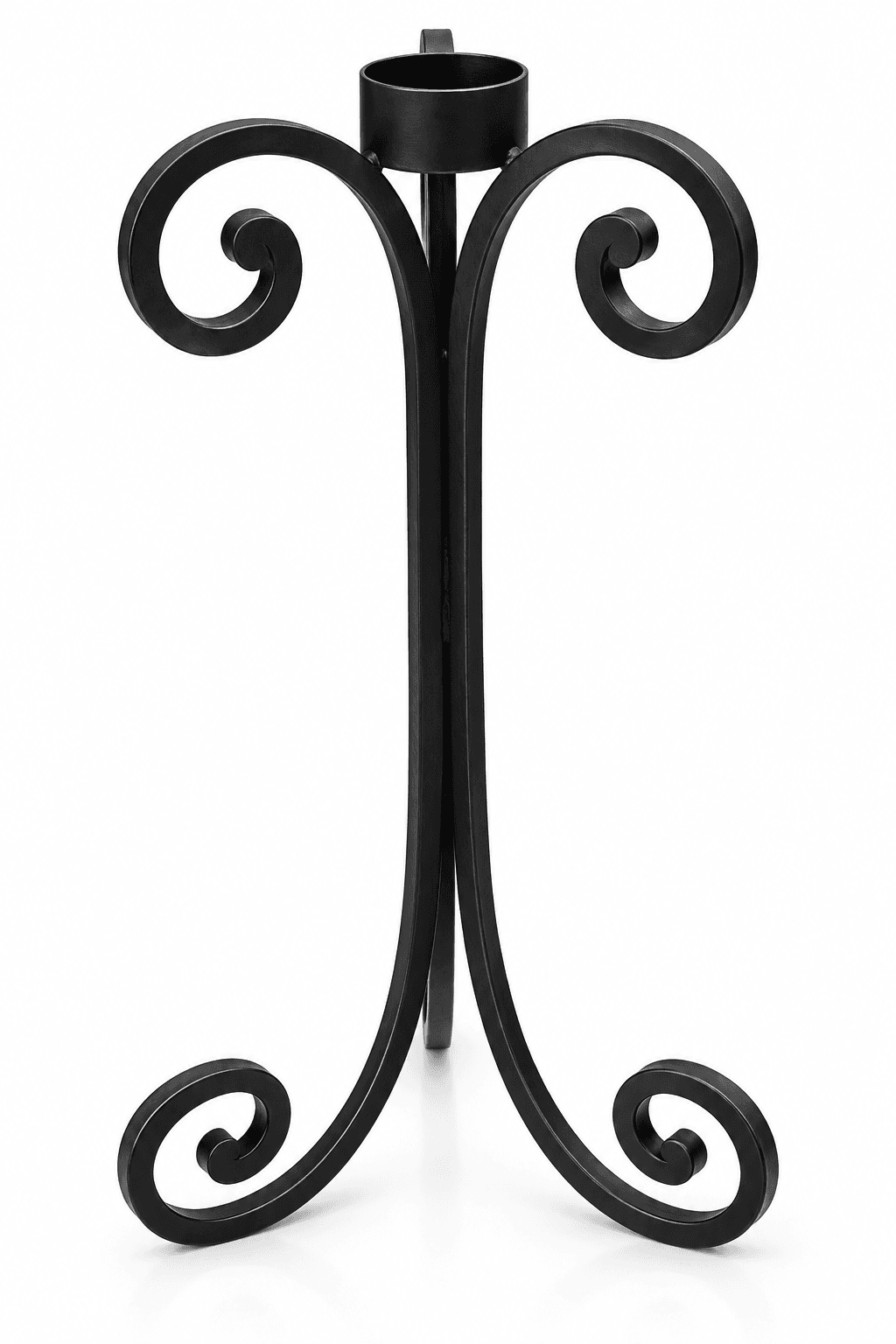 Black Iron Candle Stand Scroll