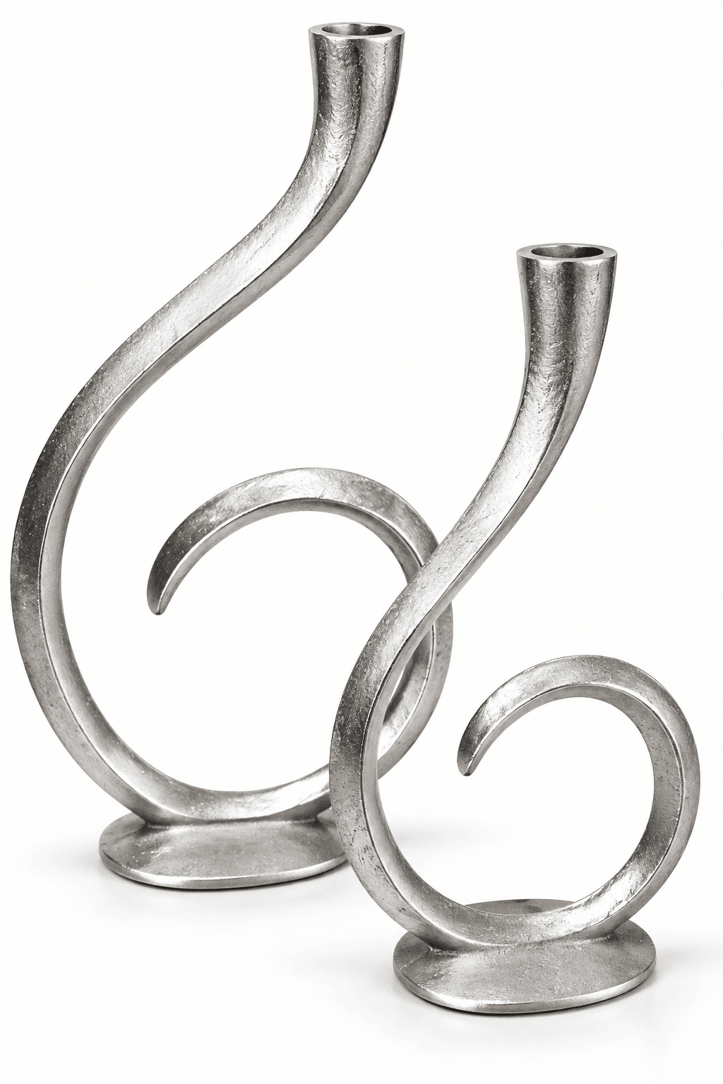 Silver Twisted Double Candle Holder