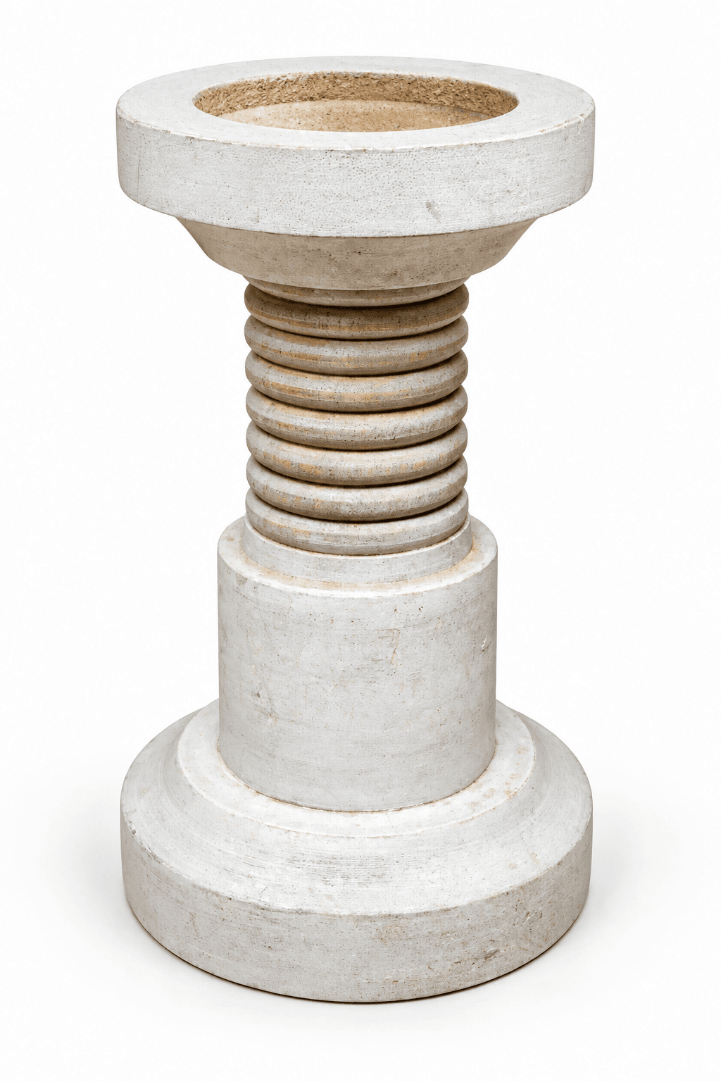 White Stone Pillar Candle Holder