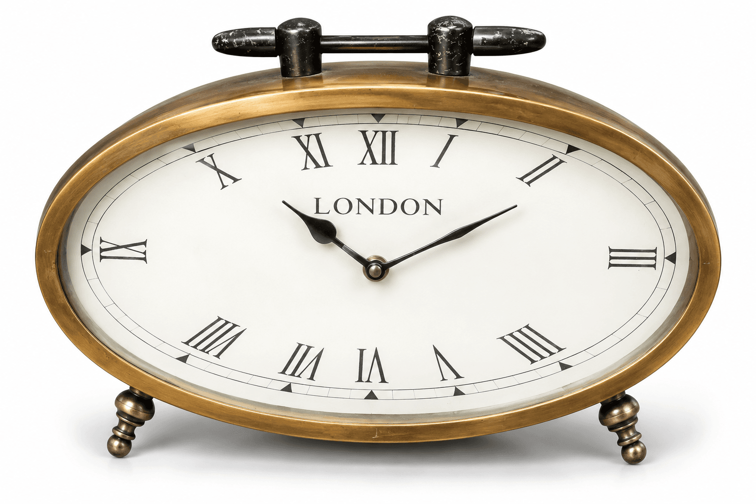 Brass Oval Mantel Clock