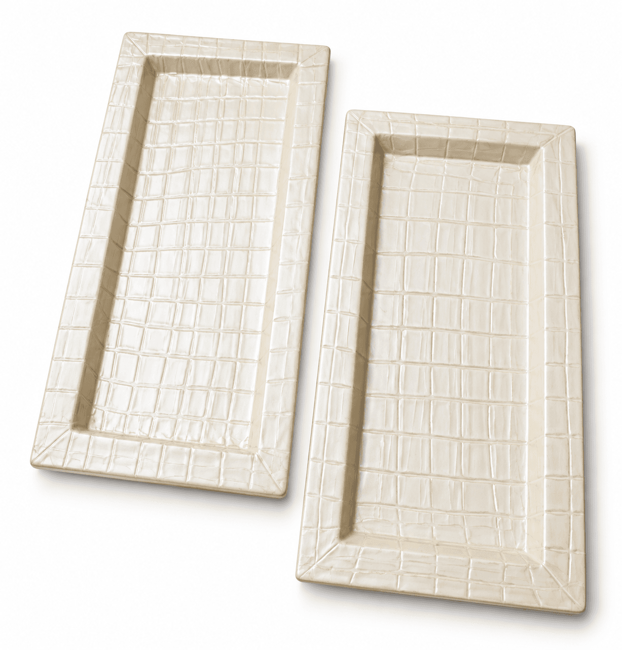 Cream Textured Rectangular Trays