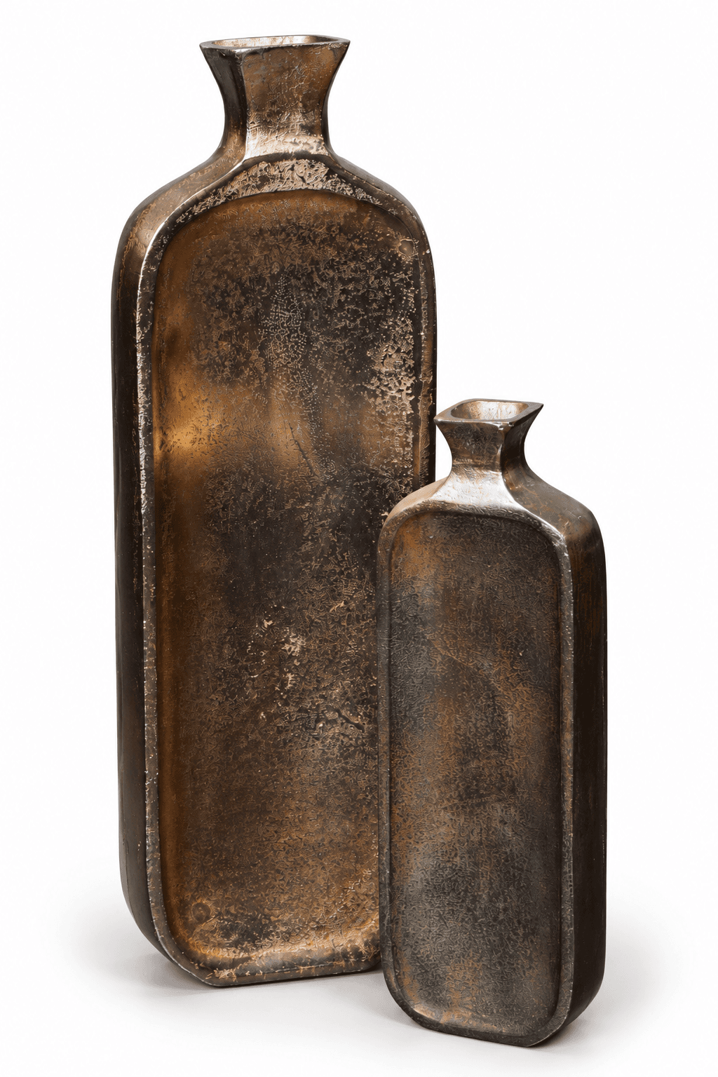 Antique Bronze Bottle Vases Pair