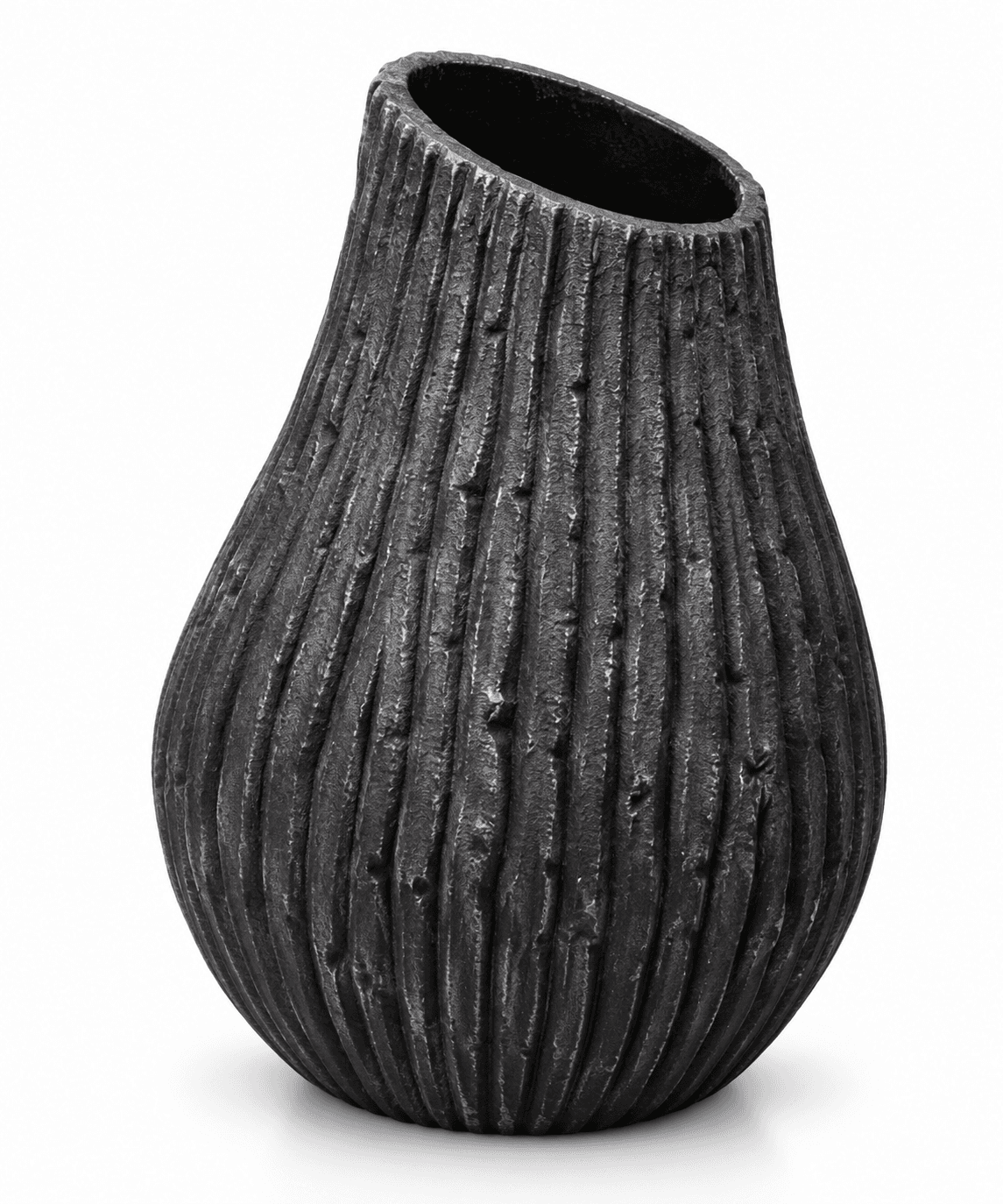 Black Ridged Vase