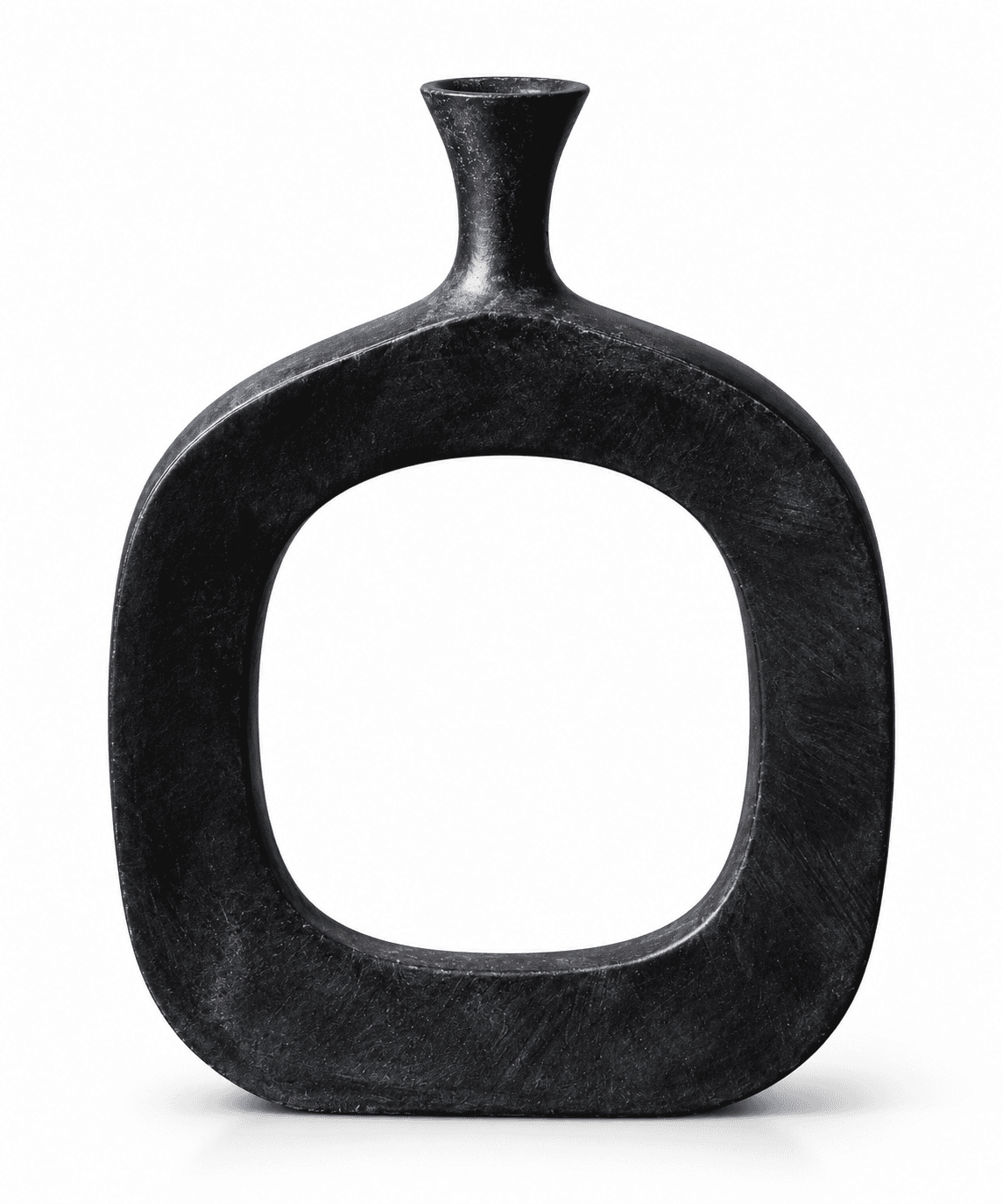 Matte Black Ring Sculptural Vase