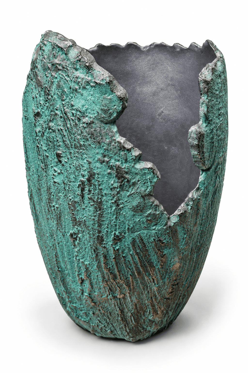 Teal Patina Raw Edge Vase
