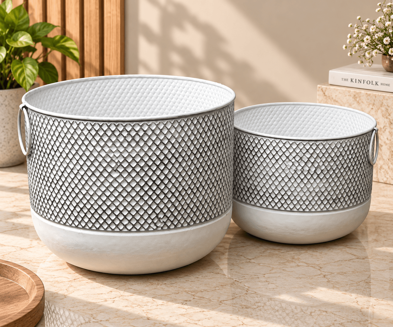 Mesh Texture Planters Pair