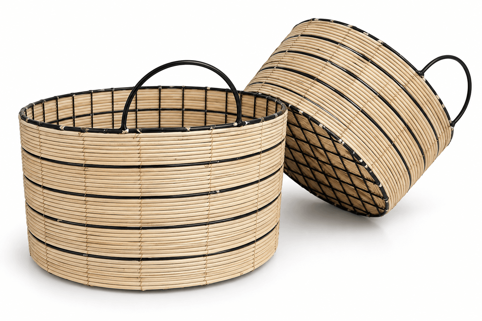 Rattan Baskets Pair