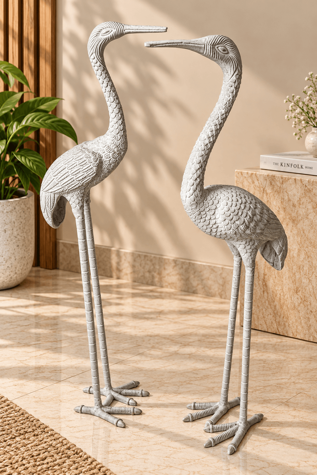 Silver Crane Sculptures
